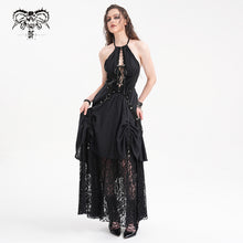 Load image into Gallery viewer, SKT213 Punk halter neck long dress with drawstring at chest

