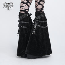 Load image into Gallery viewer, AS301 Short-pile velour and glossy patent leather Punk-style mid-length leg warmers
