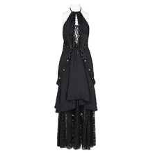 Load image into Gallery viewer, SKT213 Punk halter neck long dress with drawstring at chest
