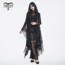 Load image into Gallery viewer, CA042 Gothic lace tassels sleeveless hooded cardigan
