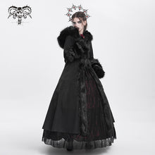 Load image into Gallery viewer, CT12601 winter sexy women black Gothic double-faced woolen hooded long coat with fur
