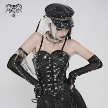 Load image into Gallery viewer, CST00901 Black Punk-Style Glossy Leather Strapless Corset
