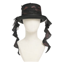 Load image into Gallery viewer, AS28501 Gothic Hand-Painted Top Hat with Side Ruffles and Tassels
