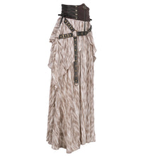 Load image into Gallery viewer, SKT20702 Brown pirate style High waist two-tone chiffon women Steampunk skirt
