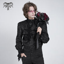 Load image into Gallery viewer, SHT01001 Paisley jacquard shining black rose lace cuff gothic men shirts with bow tie
