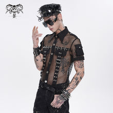 Load image into Gallery viewer, SHT162 Diamond Mesh Punk Shirt with Accordion Pockets Cuffs
