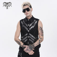 Load image into Gallery viewer, SHT155 Gold-Stamped Twill Sleeveless Punk Shirts
