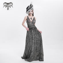 Load image into Gallery viewer, ESKT008 punk wedding branch embroidery smoky pattern sexy women silk chiffon halter dress
