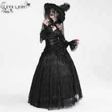 Load image into Gallery viewer, ESKT05001 High Waist Rose Embossed Velvet Tasseled Skirt
