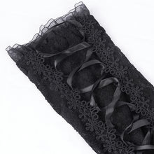 Load image into Gallery viewer, GE03701 Black Rose Flower Mid-Length Strap Gloves

