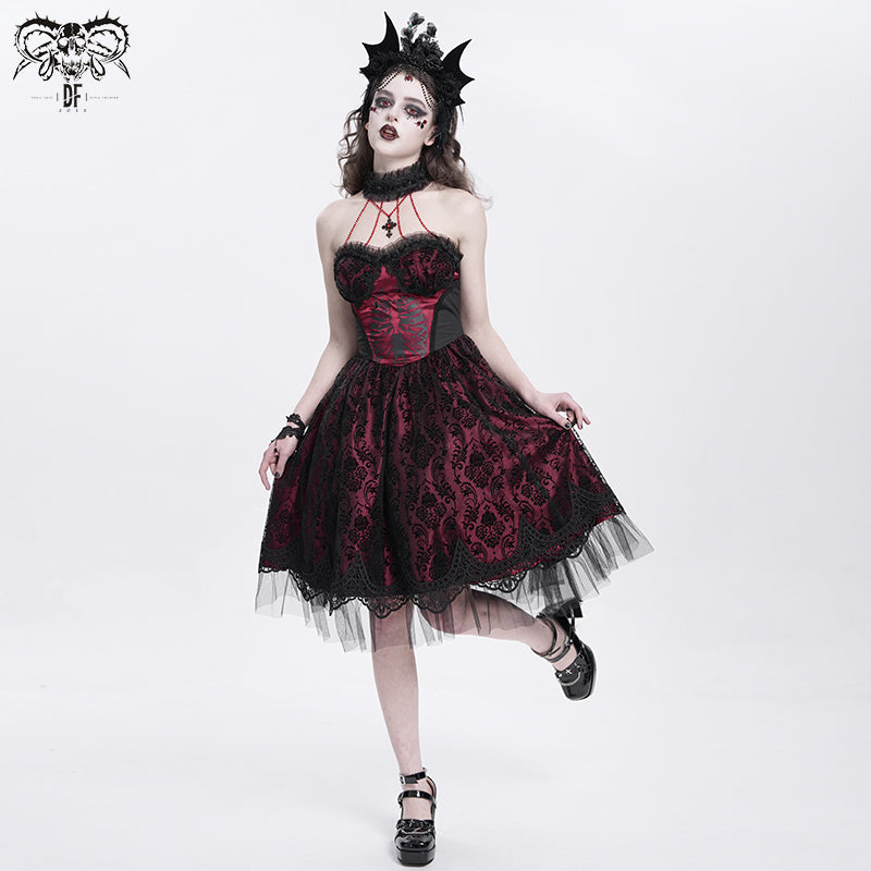SKT23402 red women Skeleton Printing Gothic Lolita Dress – Devil Fashion  Official