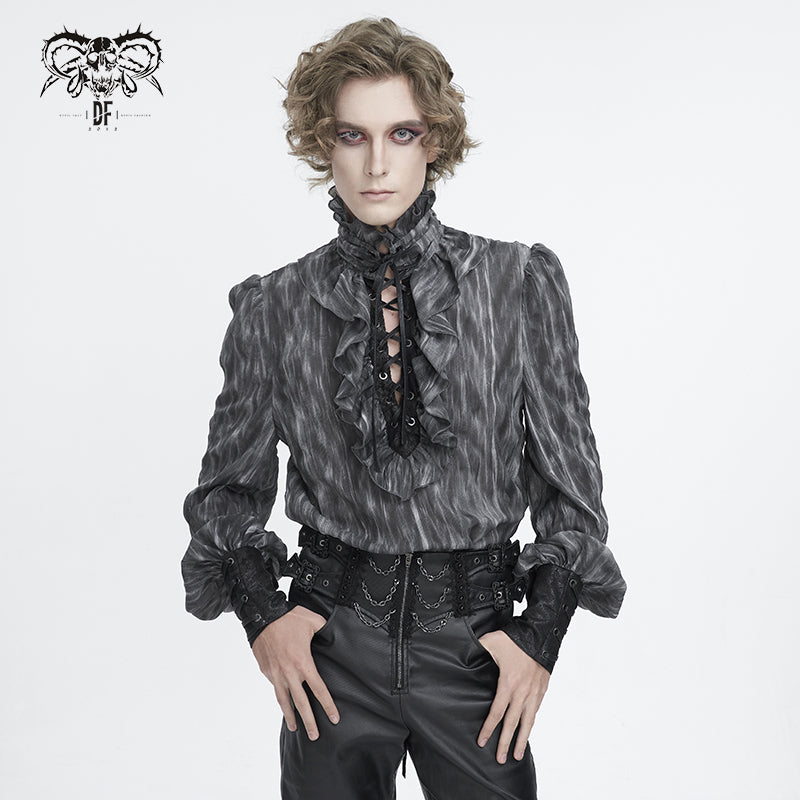 SHT11701 Punk high collar long sleeve men shirt