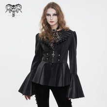 Load image into Gallery viewer, CT211 Patterned leather lace bell-sleeve jacket
