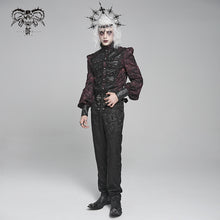 Load image into Gallery viewer, SHT14602 Dark red Gothic two-tone cashew jacquard long-sleeved shirts
