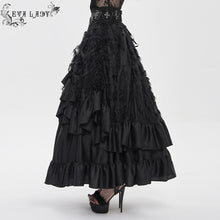 Load image into Gallery viewer, ESKT079 Gothic Jacquard High-Waisted Skirt with Frayed Trim
