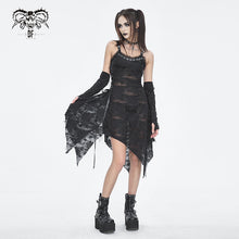 Load image into Gallery viewer, SKT190 Punk ripped knitted belted slip dress
