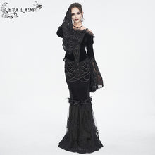 Load image into Gallery viewer, ESKT04401 Black Gothic high waist fishtail skirt
