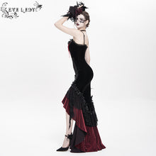 Load image into Gallery viewer, ESKT06302 Red Gothic fishtail dress with suspenders
