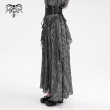 Load image into Gallery viewer, SKT20701 Grey pirate style High waist two-tone chiffon punk skirt
