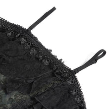 Load image into Gallery viewer, TT298 Tie-dye flocked ruffled Gothic suspender T-shirt
