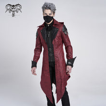 Load image into Gallery viewer, CT06902 punk handsome movie cool actor red hooded leather long coats
