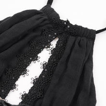 Load image into Gallery viewer, SKT213 Punk halter neck long dress with drawstring at chest
