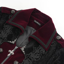 Load image into Gallery viewer, CT26202 Black and red Gothic paisley jacquard fleece long coat
