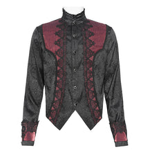 Load image into Gallery viewer, SHT15802 Black and Red Gothic-Style Long-Sleeve Shirt with Branch Pattern
