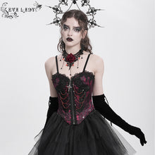 Load image into Gallery viewer, ECST00802 red Gothic fringed iris one-piece bustle corset for women
