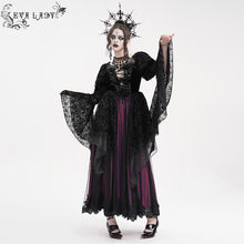 Load image into Gallery viewer, ESKT05202 GOTHIC Chest V-neck long-sleeved jacquard mesh dress
