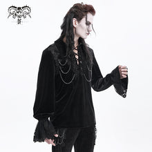 Load image into Gallery viewer, SHT12601  black glimmer Long-sleeved velvet shirts
