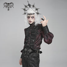 Load image into Gallery viewer, SHT14602 Dark red Gothic two-tone cashew jacquard long-sleeved shirts
