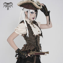 Load image into Gallery viewer, WT10002 Whole-Garment Enzyme-Washed, Two-Tone Woven Steampunk Cropped Vest
