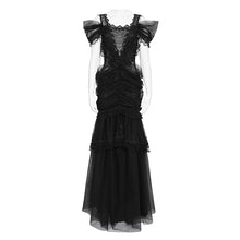 Load image into Gallery viewer, ESKT081 V-Neck Open-Back Mesh Puffy  Fishtail Dress
