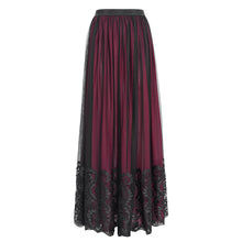 Load image into Gallery viewer, ESKT05602 red Gothic floral embroidered skirt

