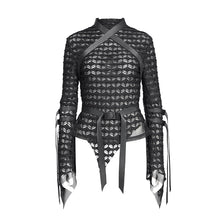 Load image into Gallery viewer, TT295 Punk double-layer mesh turtleneck T-shirt
