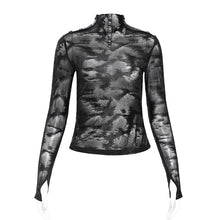 Load image into Gallery viewer, TT289 Irregular vertical stripes mesh T-shirt
