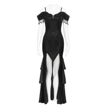 Load image into Gallery viewer, ESKT07601 Black Gothic Off-Shoulder Fishtail Dress
