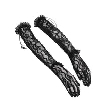 Load image into Gallery viewer, EGE006 Butterfly Lace, Mesh, and Beaded Chain Embellishment Gothic Long Gloves
