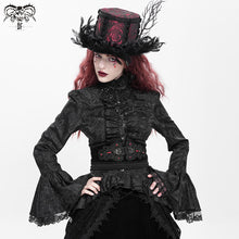 Load image into Gallery viewer, SHT01701 Women short front and long back flared sleeves Gothic black ruffled lace blouse
