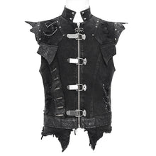 Load image into Gallery viewer, WT092 Asymmetric distressed punk vest
