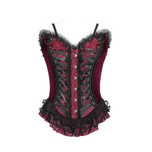Load image into Gallery viewer, ECST01002 Red Gothic snake-print suede corset
