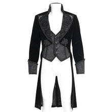 Load image into Gallery viewer, CT25401  black Gothic faux two piece embossed dress coat
