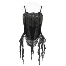 Load image into Gallery viewer, ECST01401 Gothic Corset with Long Beaded Tassels at the Bust
