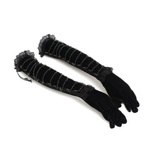 Load image into Gallery viewer, EGE005 Gothic-Style Velvet Long Gloves with Beaded Chain Embellishment
