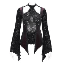 Load image into Gallery viewer, EVA LADY ETT04102 Gothic shiny velvet halterneck long-sleeved T-shirt
