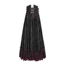 Load image into Gallery viewer, ESKT07002 Wine Gothic 3D velvet flower pattern skirt with corset
