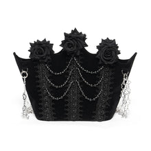 Load image into Gallery viewer, EAS04101 Black Bat-Wing-Opening Velvet Handbag
