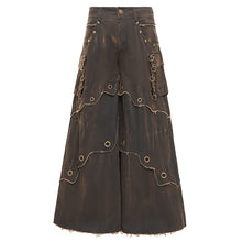 Load image into Gallery viewer, PT263 Punk coffee-colored woven wide-leg pants

