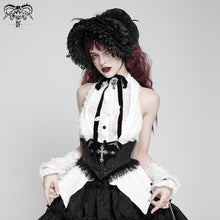 Load image into Gallery viewer, SHT09702 White Gothic daily life Sleeveless women Blouse

